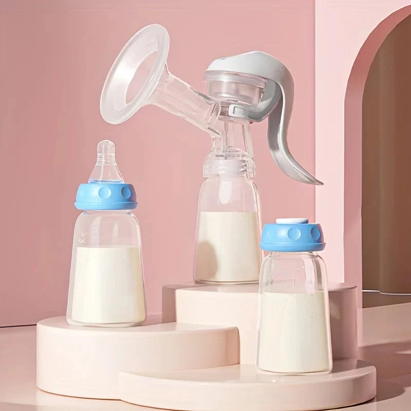 Manual Breast Pump with 150ml Standard-neck Baby Bottle, Feeding Bottle,Portable Breast Pump with Milk Collector