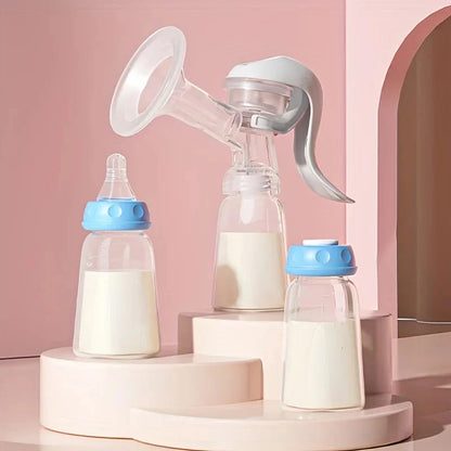 Manual Breast Pump with 150ml Standard-neck Baby Bottle, Feeding Bottle,Portable Breast Pump with Milk Collector