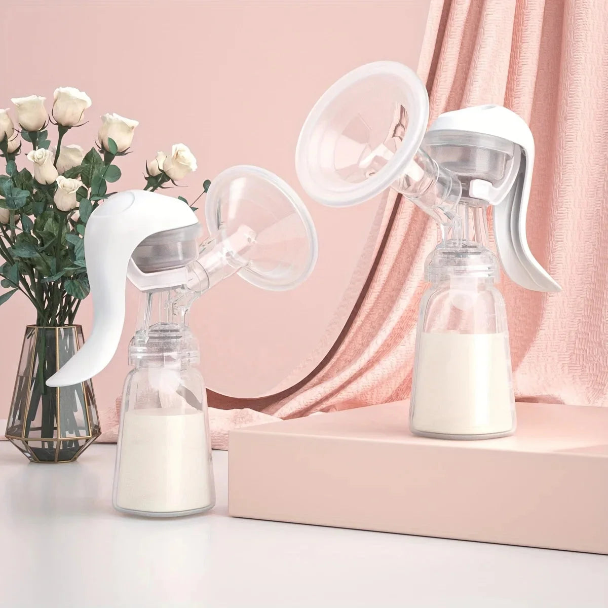 Manual Breast Pump with 150ml Standard-neck Baby Bottle, Feeding Bottle,Portable Breast Pump with Milk Collector