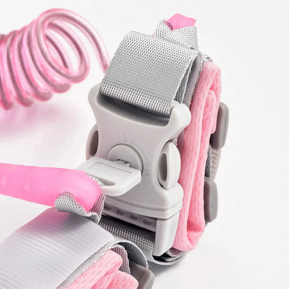 Child Anti-Lost Wrist Strap with Lock, Toddler Safety Wrist Link, Secure Hand Leash, Anti-Wander Rope in Pink & Green for Kids O